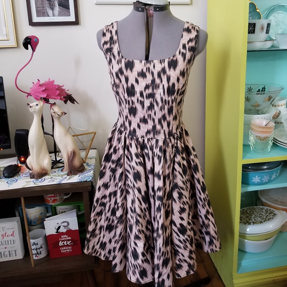 Laura Byrnes Black Label Leopard Dress, S